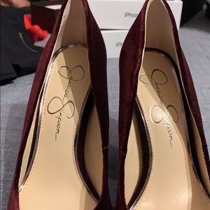 Jessica Simpson velvet Burgundy heels